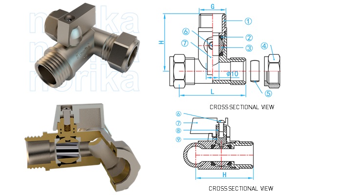 Mini Ball Valve - (CxC) Tee Off Mini Ball Valve Nickle Plated